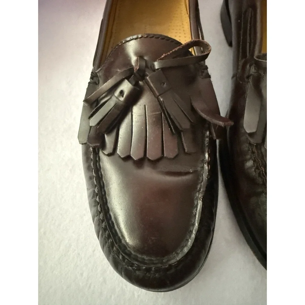 Vintage Cole Haan Mens 10D Slip On Tassel Loafers Leather Preppy Dress Shoes